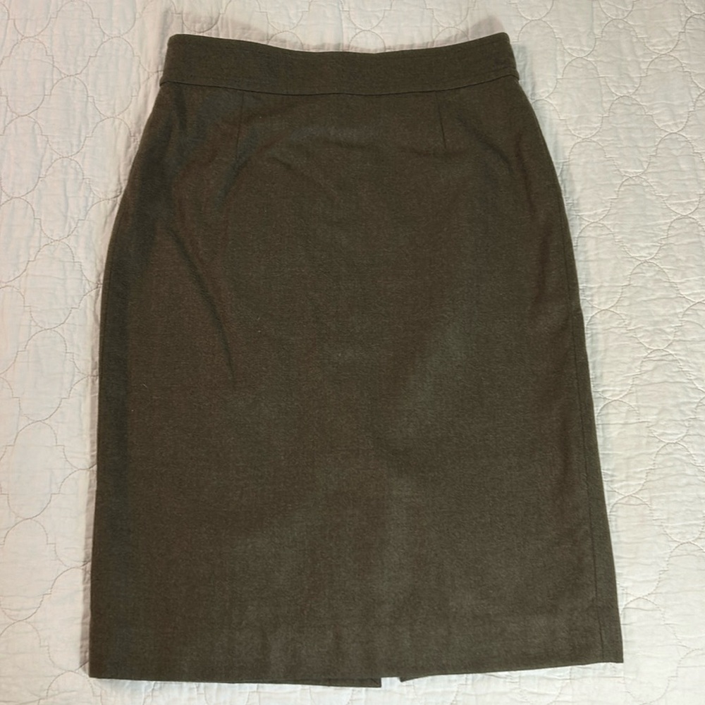 J CREW 100% Wool Brown Pencil Skirt Size 6